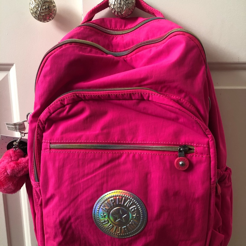 Kipling Seoul Go Surfer Pink Rainbow Zipper